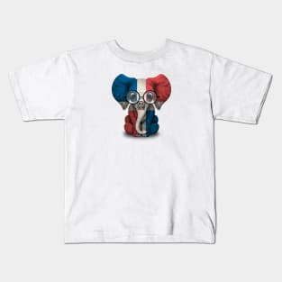 Baby Elephant with Glasses and Dominican Flag Kids T-Shirt